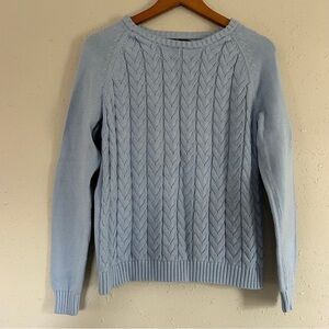 Lands’ End Drifter Pastel Blue Braided Crewneck Pullover Sweater Large